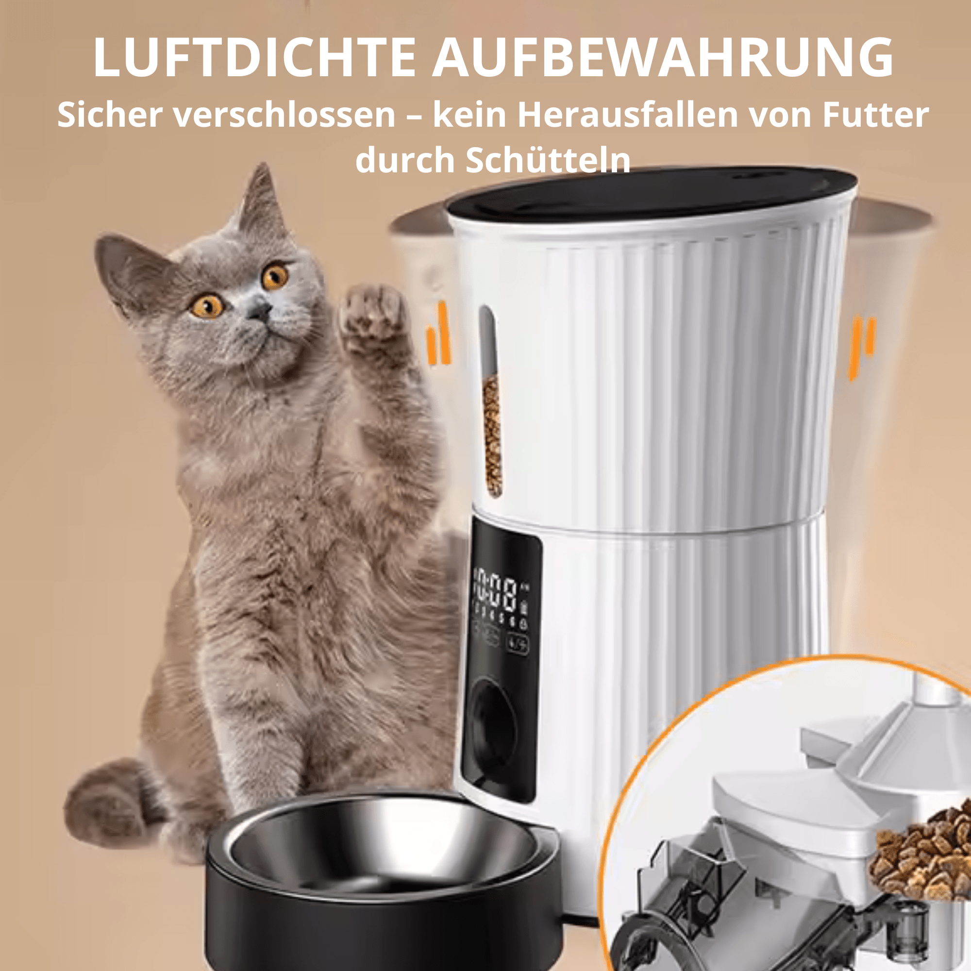 Automatischer Futterspender für Hunde & Katzen – 4L – Futterautomat Katze – MVM