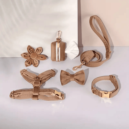 Hundegeschirr Set aus Samt – Inkl. Leine, Halsband & Kotbeutel – Hundesets – MVM