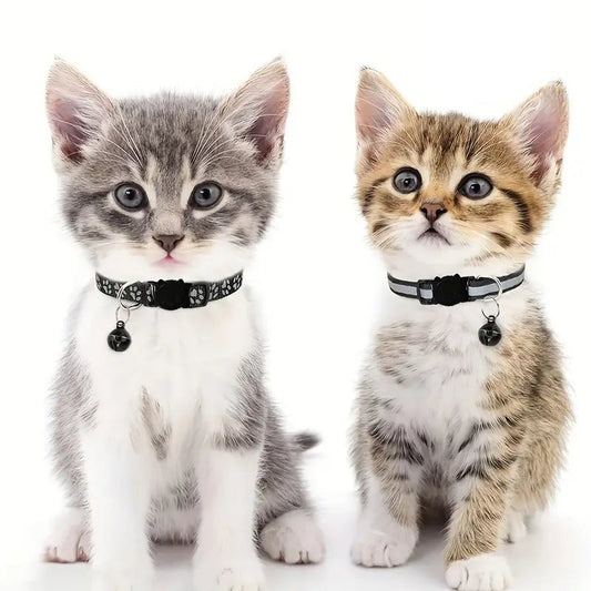 Katzenhalsband mit Glöckchen (2er Set) – Reflektierend & Verstellbar – Katzenhalsband – MVM