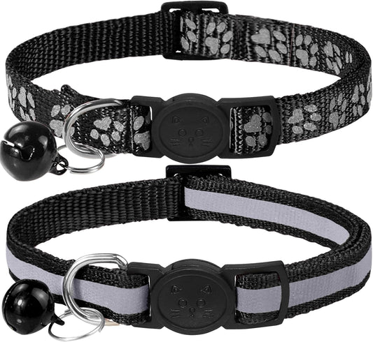 Katzenhalsband mit Glöckchen (2er Set) – Reflektierend & Verstellbar – Katzenhalsband – MVM